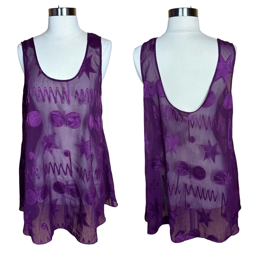 Vintage Victorias Secret Whimsigoth Sheer Funky Sleeveless Lingerie Slip Dress M